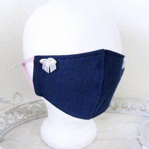 Navy Blue Satin Bows Face Mask